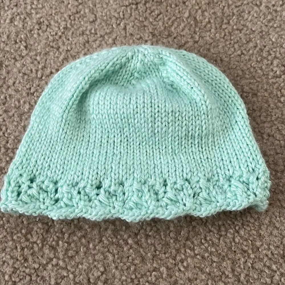 Handmade Toddler’s Mint Green Knitted Winter Hat